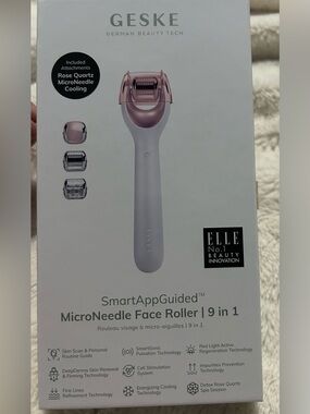 Geske Smartapp Guided MicroNeedle Face Roller in Pink and White New in Box
